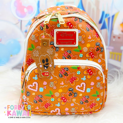 Mouse Gingerbread Snap Tab – Disney Bag Charm, Christmas Keychain, Holiday Gift, Cute Embroidered Vinyl Charm, Park Bag Accessory