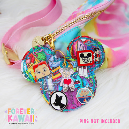 Laugh Floor Pin Trading Keychain – Pixar Monsters Bag Charm, Park Pin Display, Colorful Handmade Keychain, Disney-Inspired Accessory