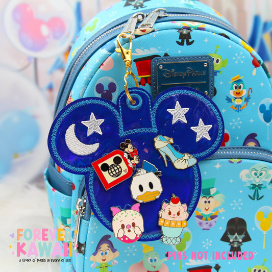 Magical Apprentice Pin Trading Keychain – Kawaii Disney Bag Charm, Park Magic Vinyl Pin Holder, Handmade Mouse Keychain