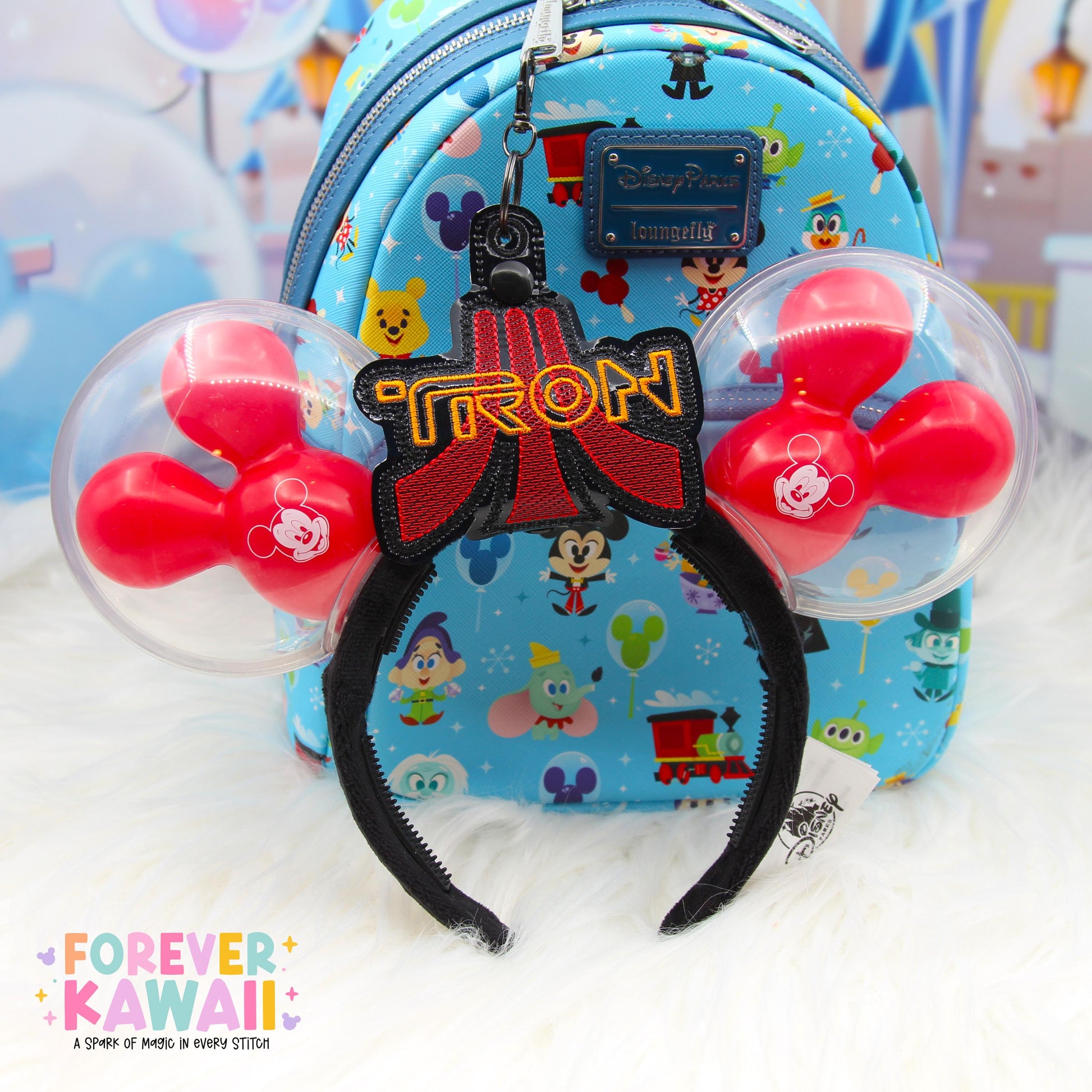 TRON Mouse Ears Holder – Gloss Black Vinyl | Choose Blue or Red | Park Ears Holder | Secure Ears, Hat or Sunglasses | Disney TRON Gift