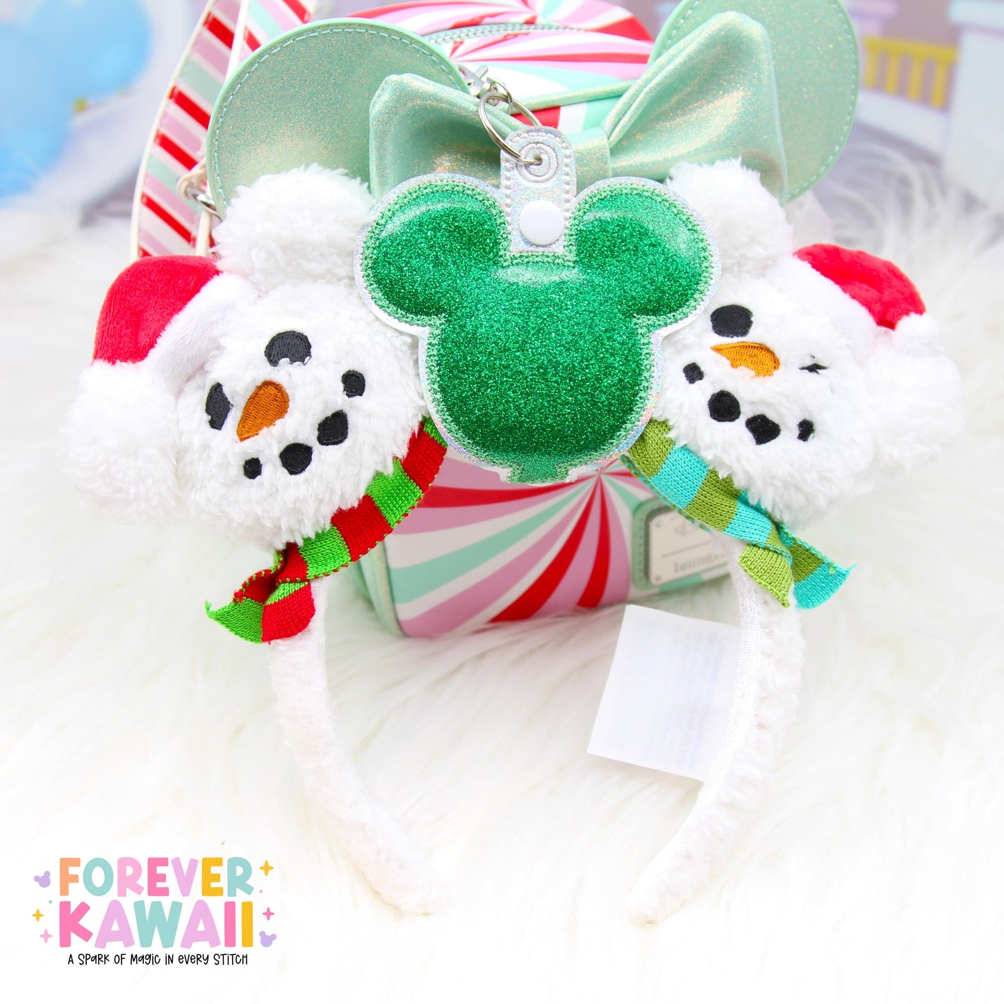 Green Glitter Balloon Mouse Ears Holder – Sparkle Vinyl | Park Ears Holder | Secure Ears, Hat, or Sunglasses | Holiday Disney Christmas Gift