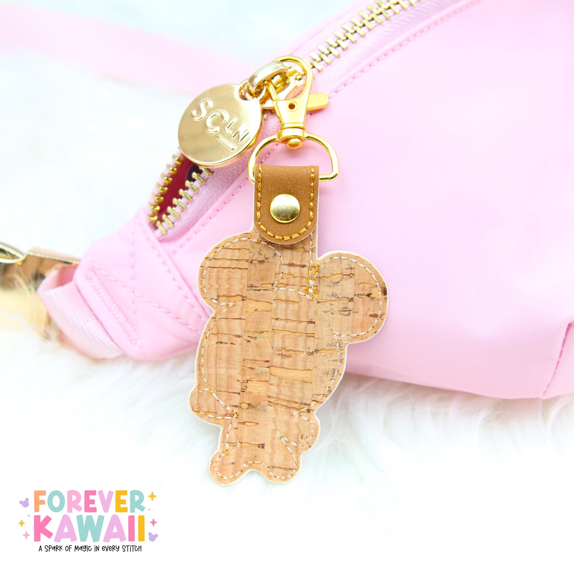 Mouse Gingerbread Snap Tab – Disney Bag Charm, Christmas Keychain, Holiday Gift, Cute Embroidered Vinyl Charm, Park Bag Accessory