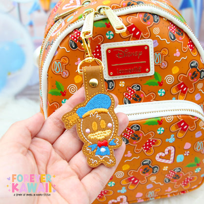 Chip Gingerbread Snap Tab – Disney Bag Charm, Christmas Keychain, Park Bag Accessory, Holiday Gift, Cute Embroidered Vinyl Charm