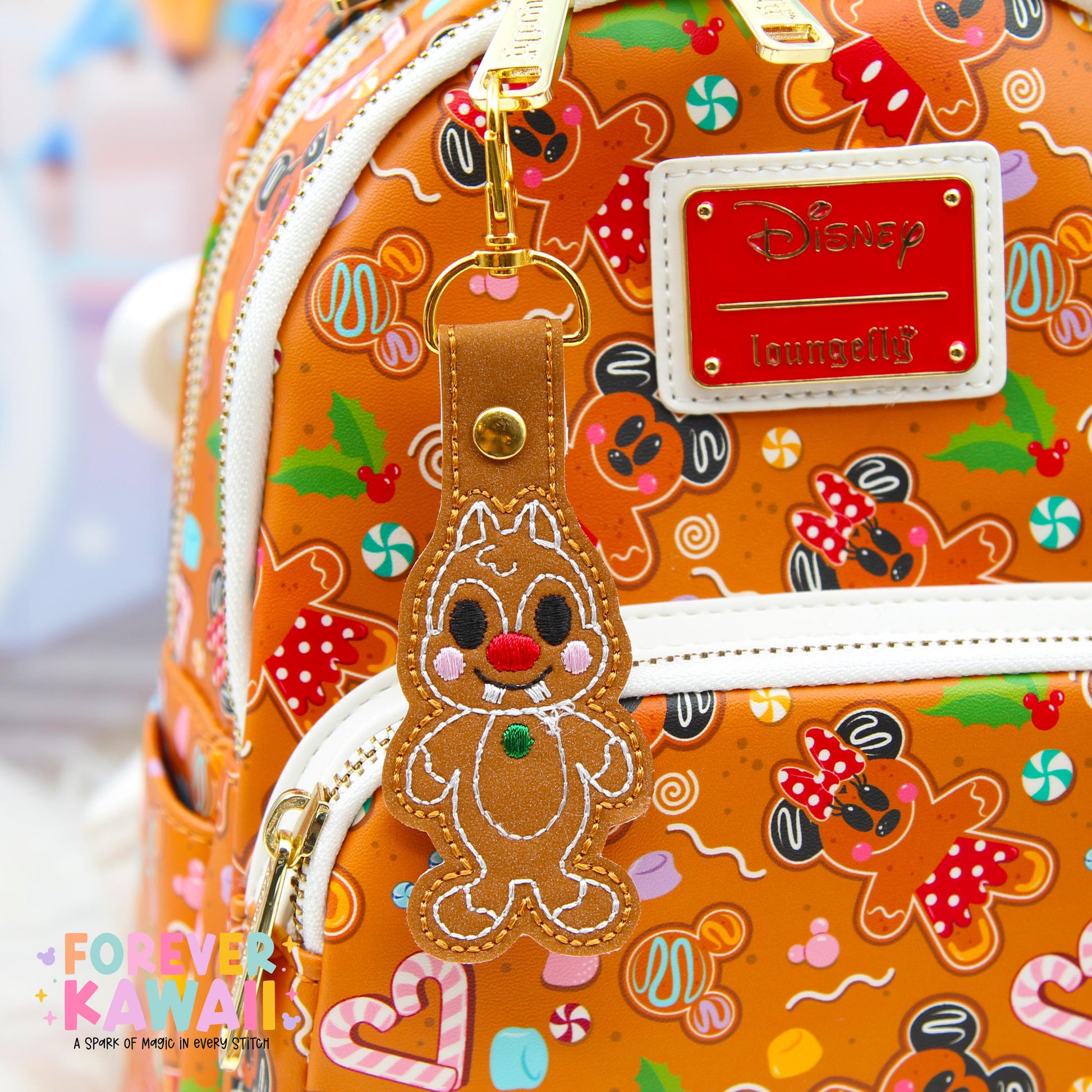 Dale Gingerbread Snap Tab – Disney Bag Charm, Christmas Keychain, Holiday Gift, Keychain for Park Bags, Backpacks, and More