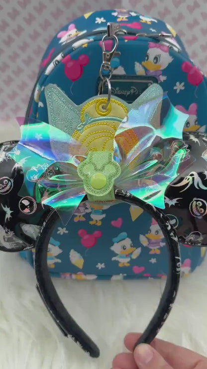 Fairy Mouse Park Ears Headband & Sunglasses Holder – Embroidered Glitter Vinyl, Theme Park Ears Keychain, Mouse Ears Holder