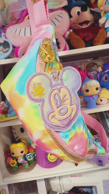 Iridescent Purple Mickey Winking Bag Charm Keychain