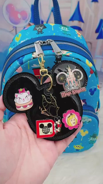 Black Gloss Disney Pin Trading Keychain | Choose 3 Pin Holder or 5 Pin Holder | Park Trading Bag Charm & Display Accessory