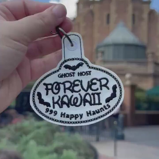 Personalized Ghost Host Inspired Bag Charm | Haunted Mansion Name Tag Keychain | Custom Halloween Disney Park Accessory