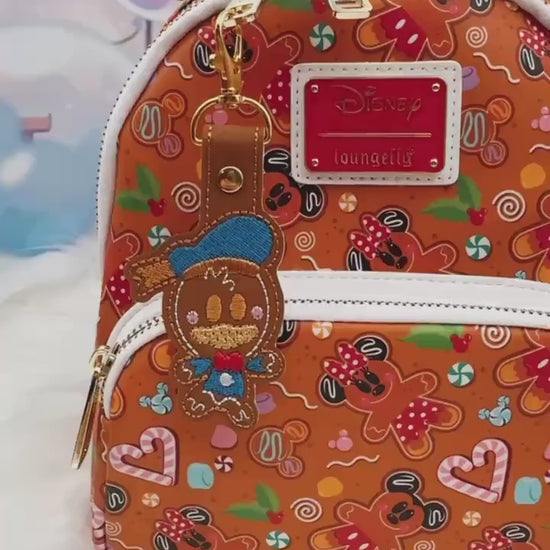 Chip Gingerbread Snap Tab – Disney Bag Charm, Christmas Keychain, Park Bag Accessory, Holiday Gift, Cute Embroidered Vinyl Charm