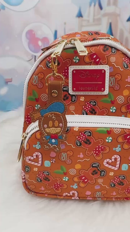 Chip Gingerbread Snap Tab – Disney Bag Charm, Christmas Keychain, Park Bag Accessory, Holiday Gift, Cute Embroidered Vinyl Charm