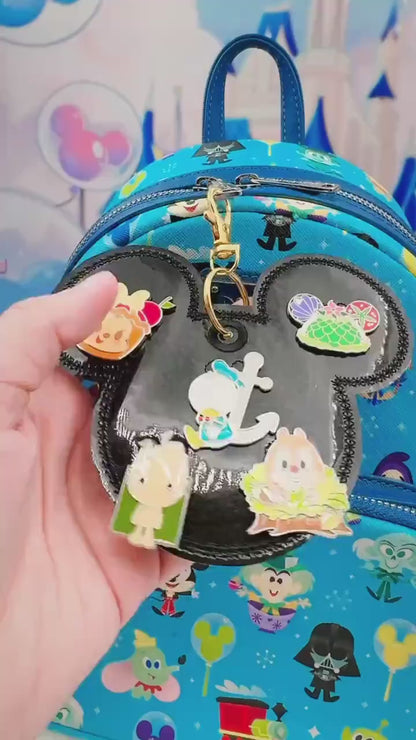Black Confetti Holographic Disney Pin Trading Keychain | Subtle Sparkle 3 Pin or 5 Pin Holder | Park Trading Bag Charm & Display Accessory