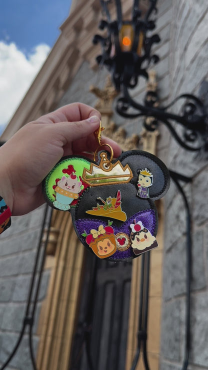 Regal Darkness Pin Keychain | 5-Hole Enamel Pin Display | Sparkly Villain-Inspired Holder